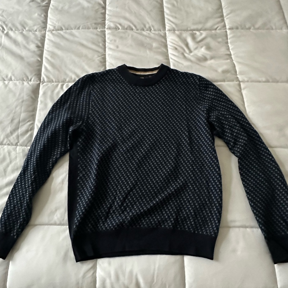 Boss Men's Navy Patterned Crewneck Sweater